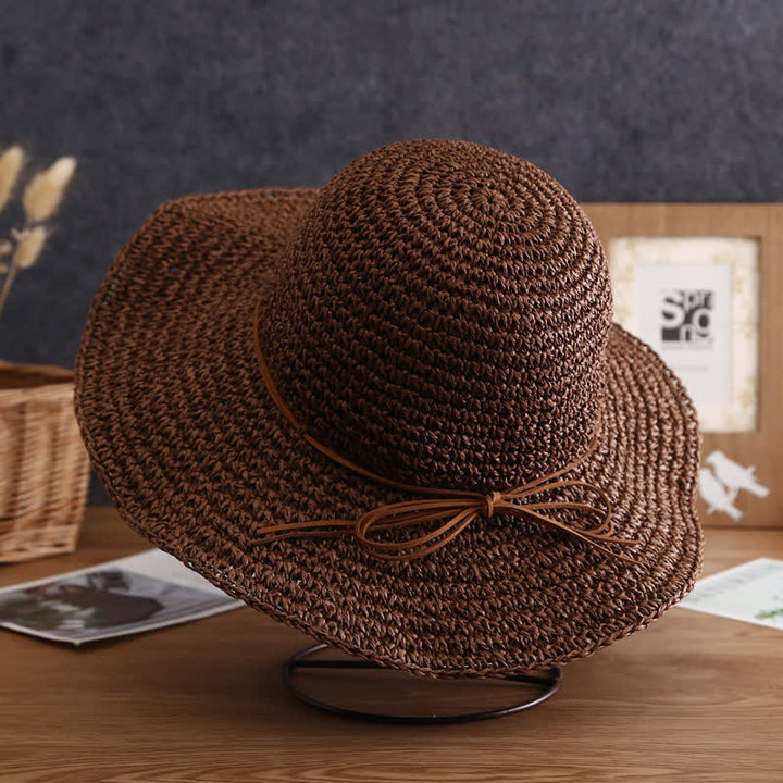 Women's Elegant Wide Brim Summer Foldable Straw Hat