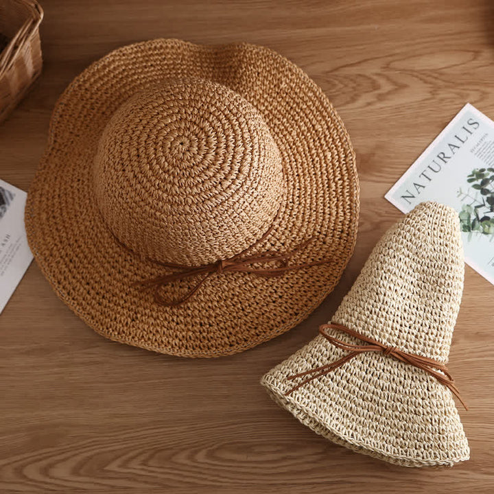 Women's Elegant Wide Brim Summer Foldable Straw Hat