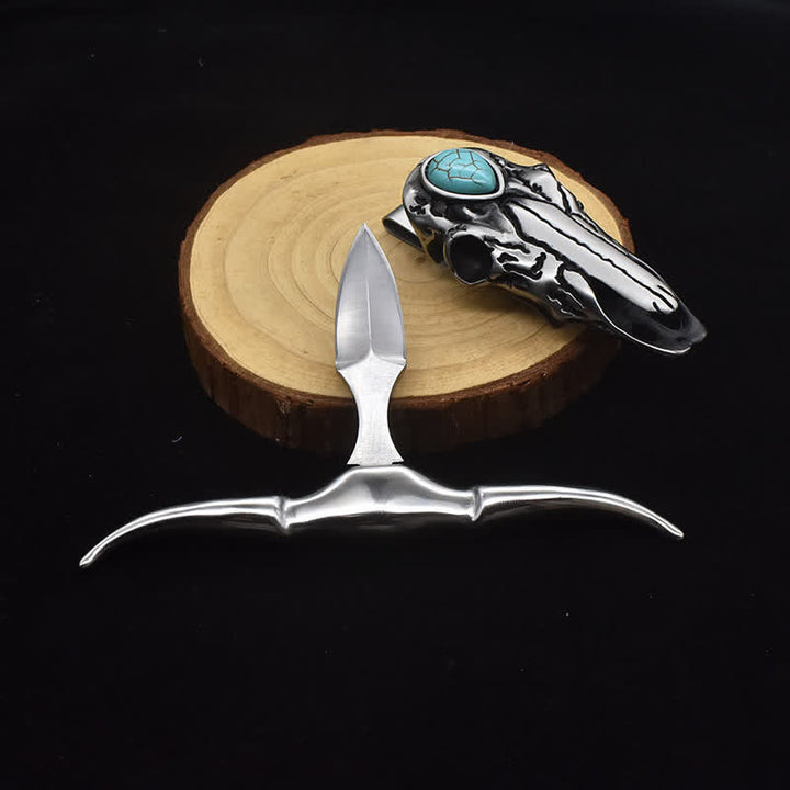 Longhorn Skull Turquoise Multi-function EDC Tool Pendant Belt Buckle (PRE-SALE) - image 1