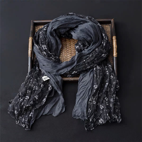 Spring Floral Contrast Color Cotton And Linen Thin Scarf - image 11