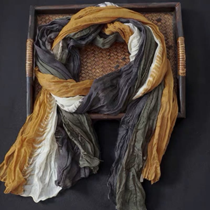 Spring Floral Contrast Color Cotton And Linen Thin Scarf - image 1