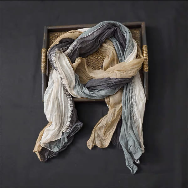 Spring Floral Contrast Color Cotton And Linen Thin Scarf - image 5