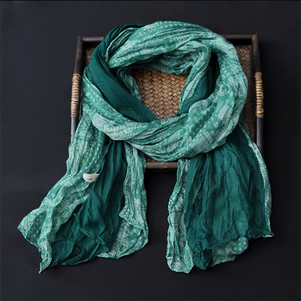 Spring Floral Contrast Color Cotton And Linen Thin Scarf