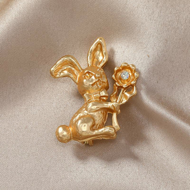 Vintage Rabbit With Sunflowers Brooch Shirt Accessories