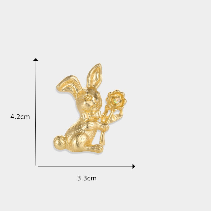 Vintage Rabbit With Sunflowers Brooch Shirt Accessories