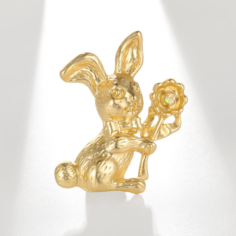 Vintage Rabbit With Sunflowers Brooch Shirt Accessories