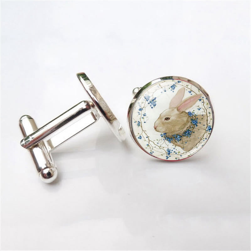 Men's 1 Pair Bunny Time Gem Button Covers Set Cufflinks - image 4