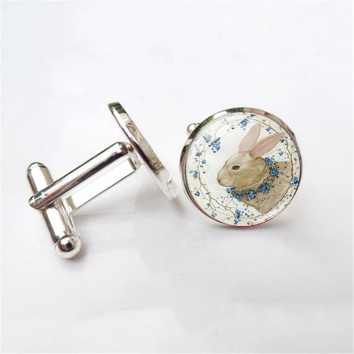 Men's 1 Pair Bunny Time Gem Button Covers Set Cufflinks - image 4