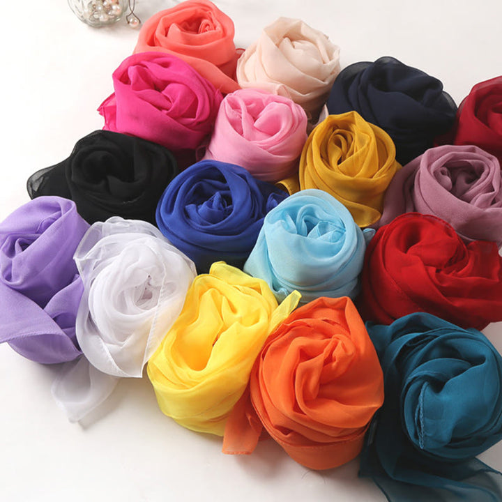 Summer Solid Color Sunscreen Thin Chiffon Scarf