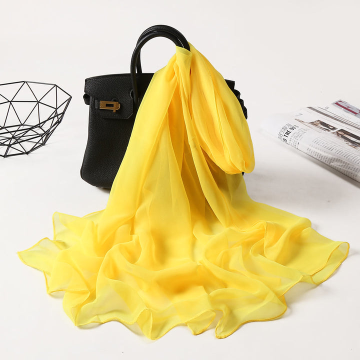 Summer Solid Color Sunscreen Thin Chiffon Scarf