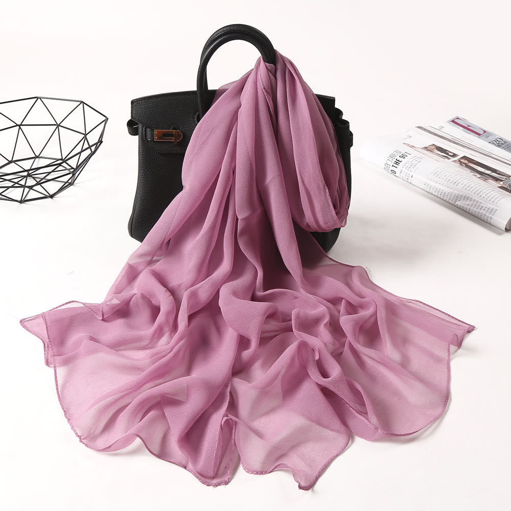 Summer Solid Color Sunscreen Thin Chiffon Scarf