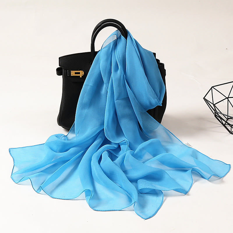 Summer Solid Color Sunscreen Thin Chiffon Scarf