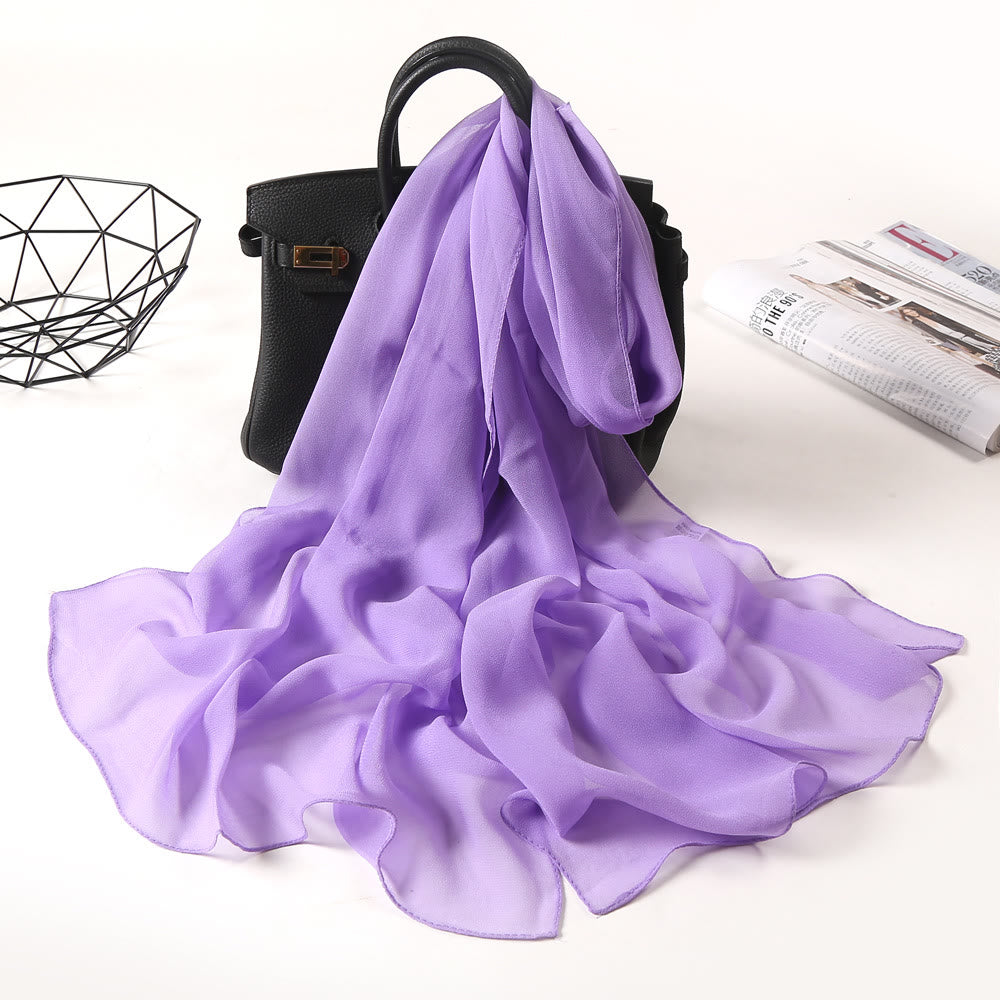 Summer Solid Color Sunscreen Thin Chiffon Scarf