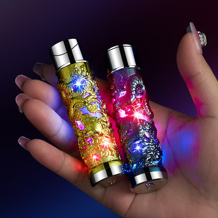 Dragon Creative LED Flash Cylindrical Refillable Butane Lighter