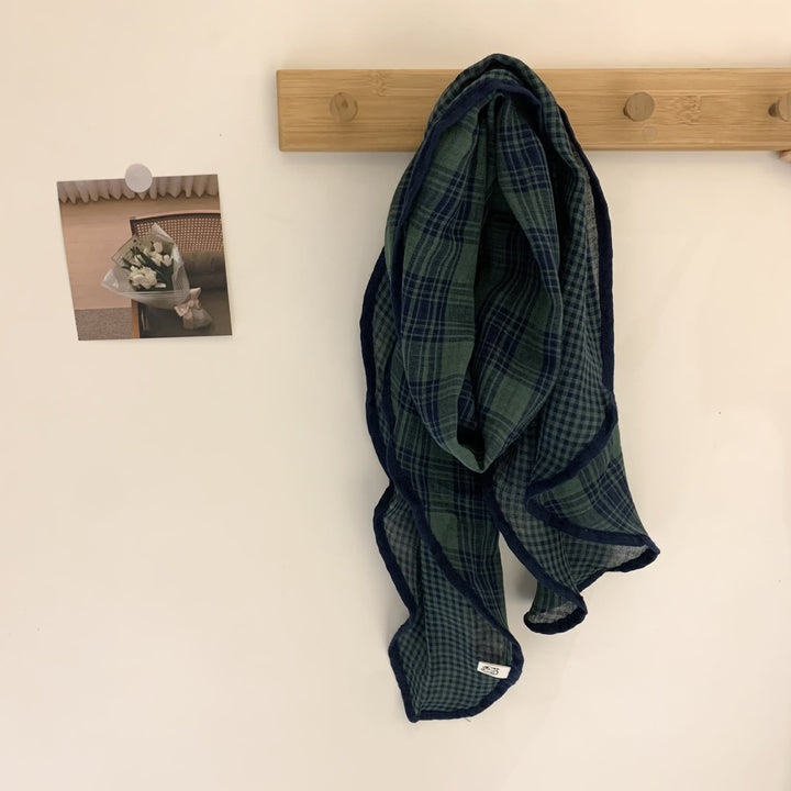 Spring Soft Cotton And Linen Plaid Thin Scarf