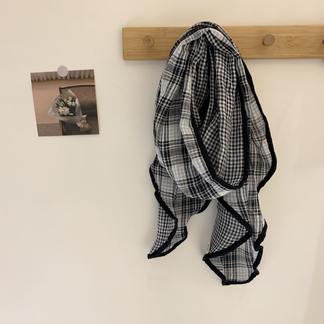 Spring Soft Cotton And Linen Plaid Thin Scarf