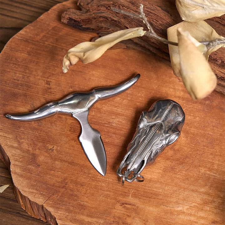 Gold & Silver DIY Hidden Knife Belt Buckle Longhorn Bull Pendant Bundle Set - image 2