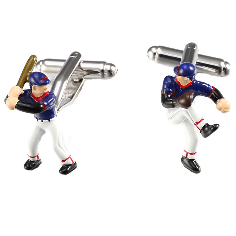 Men's 1 Pair Baseball Time Button Covers Set Cufflinks - Baseball - image 0