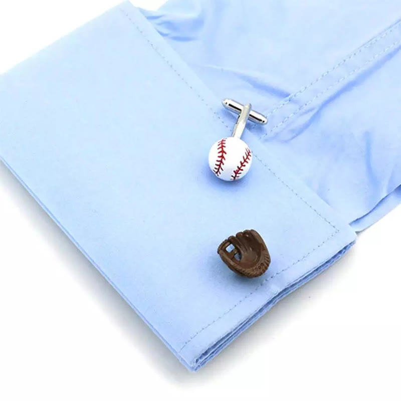 Men's 1 Pair Baseball Player Gloves Button Covers Set Cufflinks