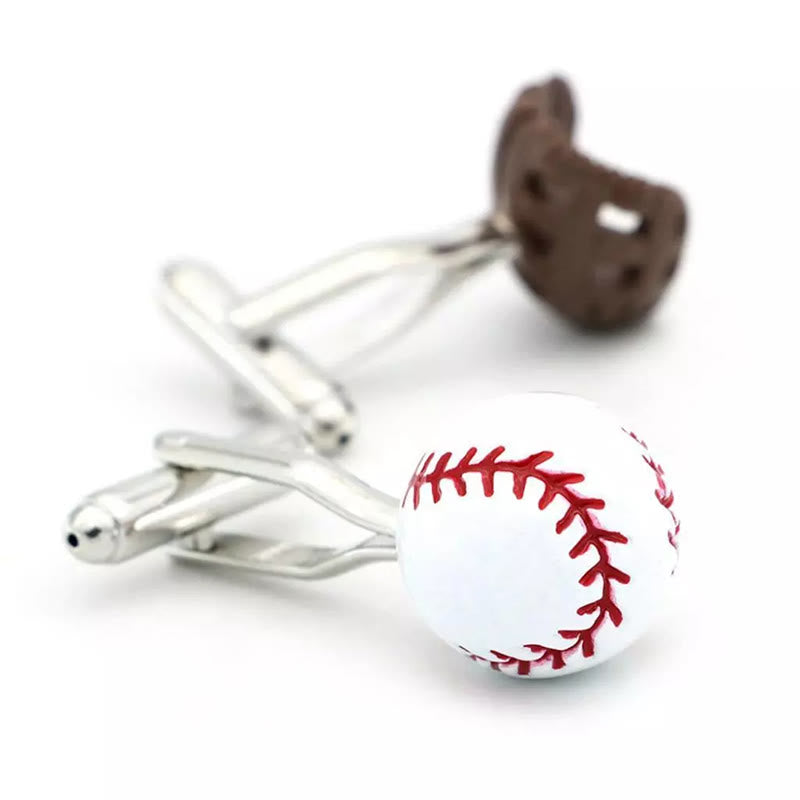 Men's 1 Pair Baseball Player Gloves Button Covers Set Cufflinks - image 3