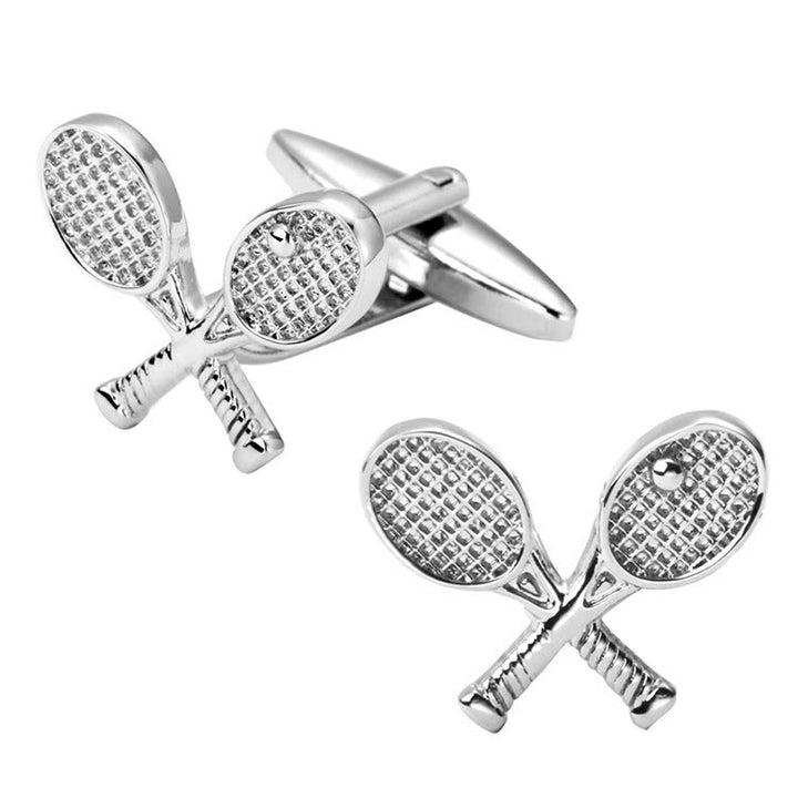 Men's 1 Pair Tennis Time Button Covers Set Cufflinks