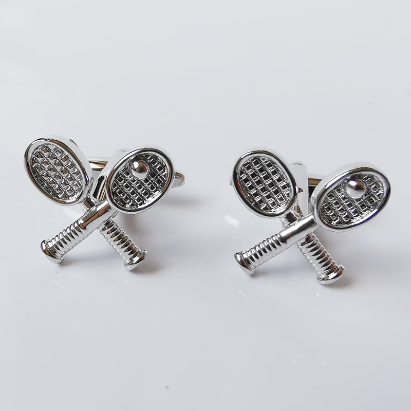 Men's 1 Pair Tennis Time Button Covers Set Cufflinks