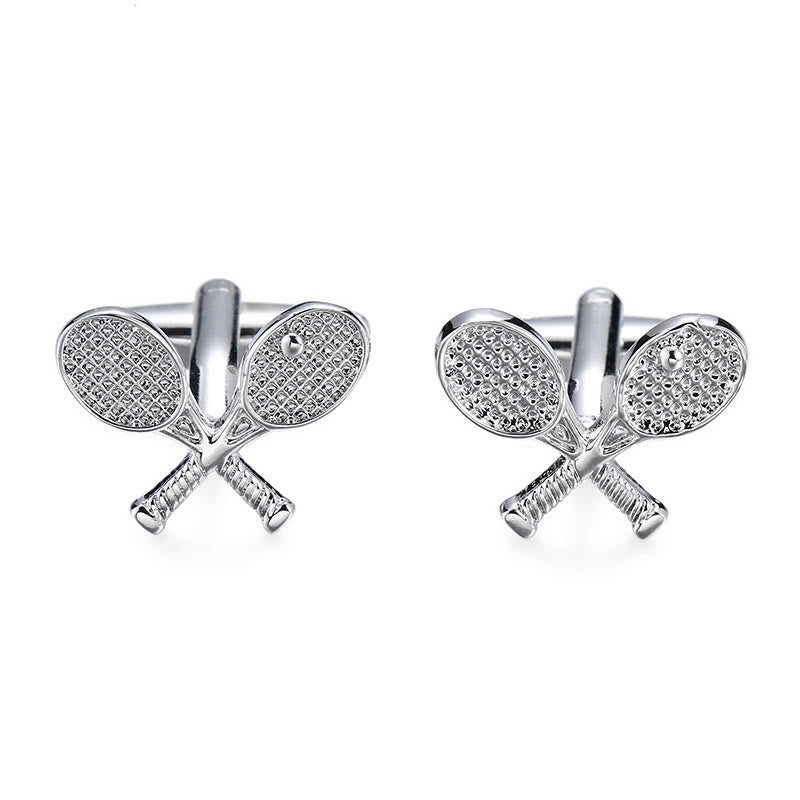 Men's 1 Pair Tennis Time Button Covers Set Cufflinks - Tennis Racket - image 0