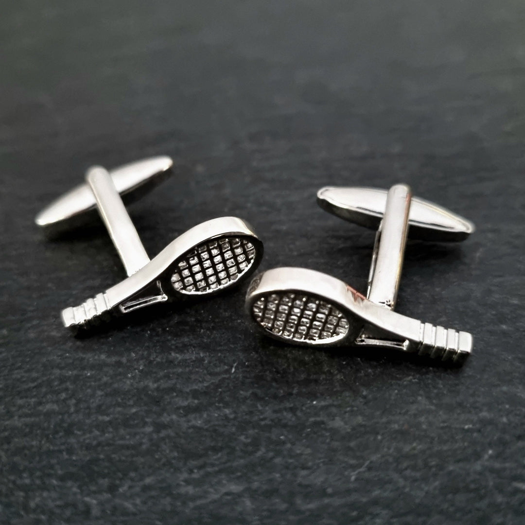 Men's 1 Pair Tennis Racket Button Covers Set Cufflinks