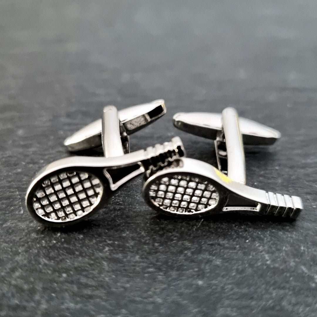 Men's 1 Pair Tennis Racket Button Covers Set Cufflinks - image 1