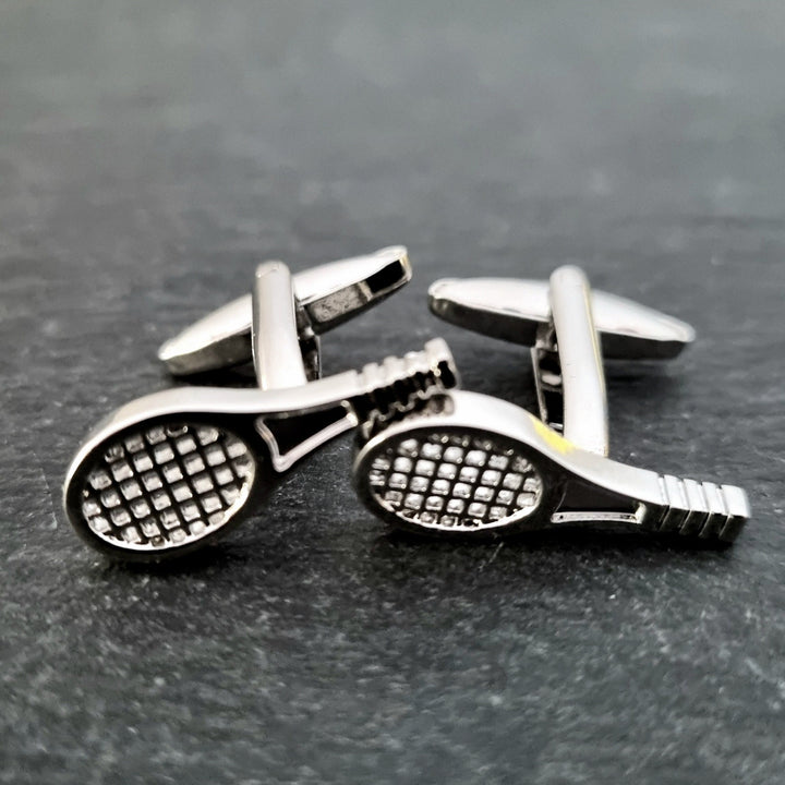 Men's 1 Pair Tennis Racket Button Covers Set Cufflinks - image 1