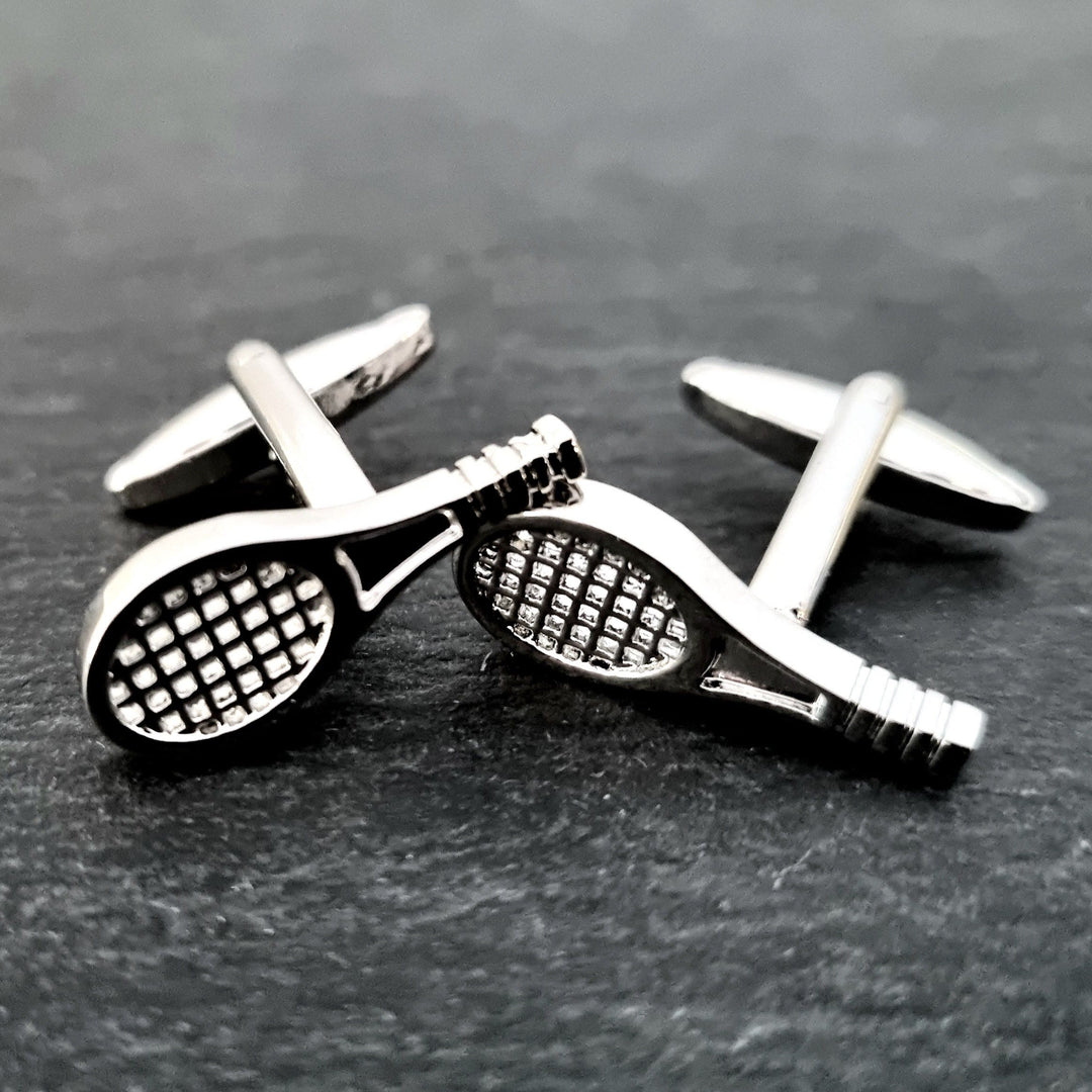Men's 1 Pair Tennis Racket Button Covers Set Cufflinks - image 3