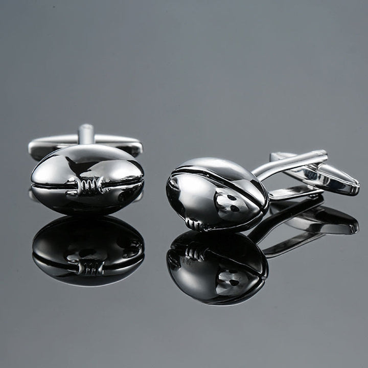 Men's 1 Pair Rugby Time Button Covers Set Cufflinks