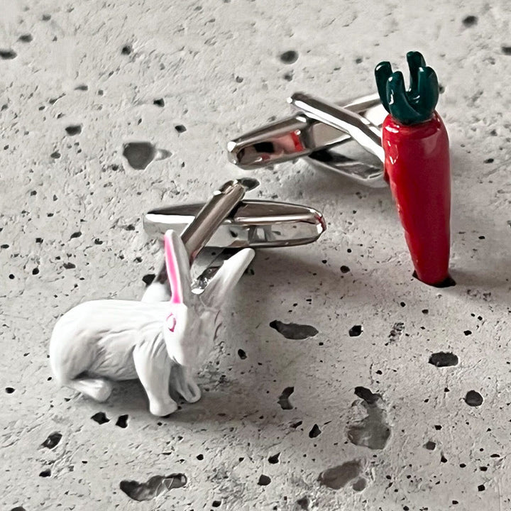 Men's 1 Pair Bunny And Carrot Button Covers Set Cufflinks - image 2