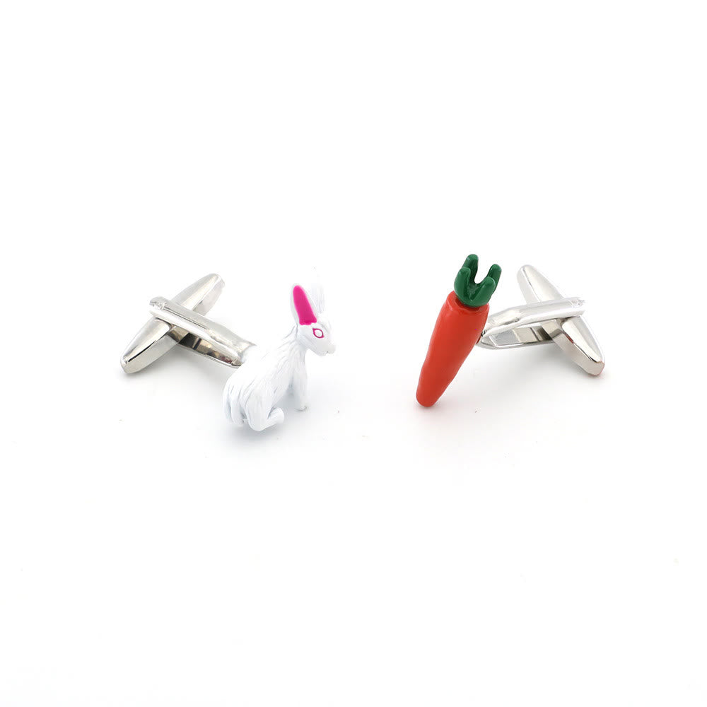 Men's 1 Pair Bunny And Carrot Button Covers Set Cufflinks