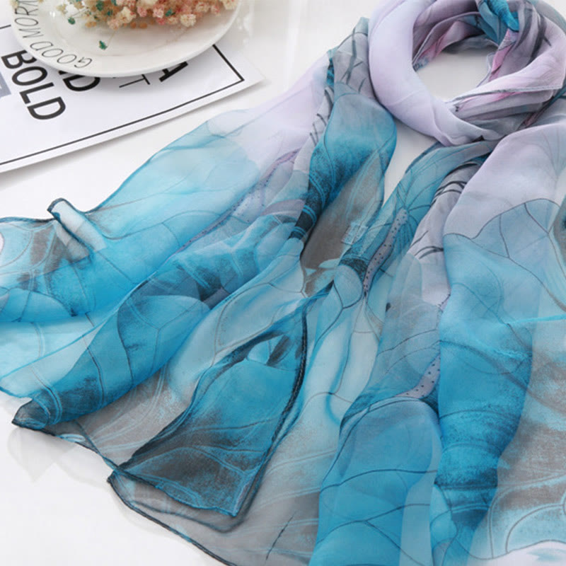 Women's Soft Summer Chiffon Flower Pattern Beach Sunscreen Scarf - image 10