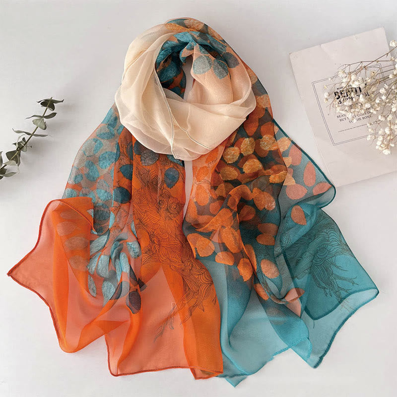 Women's Soft Summer Chiffon Flower Pattern Beach Sunscreen Scarf