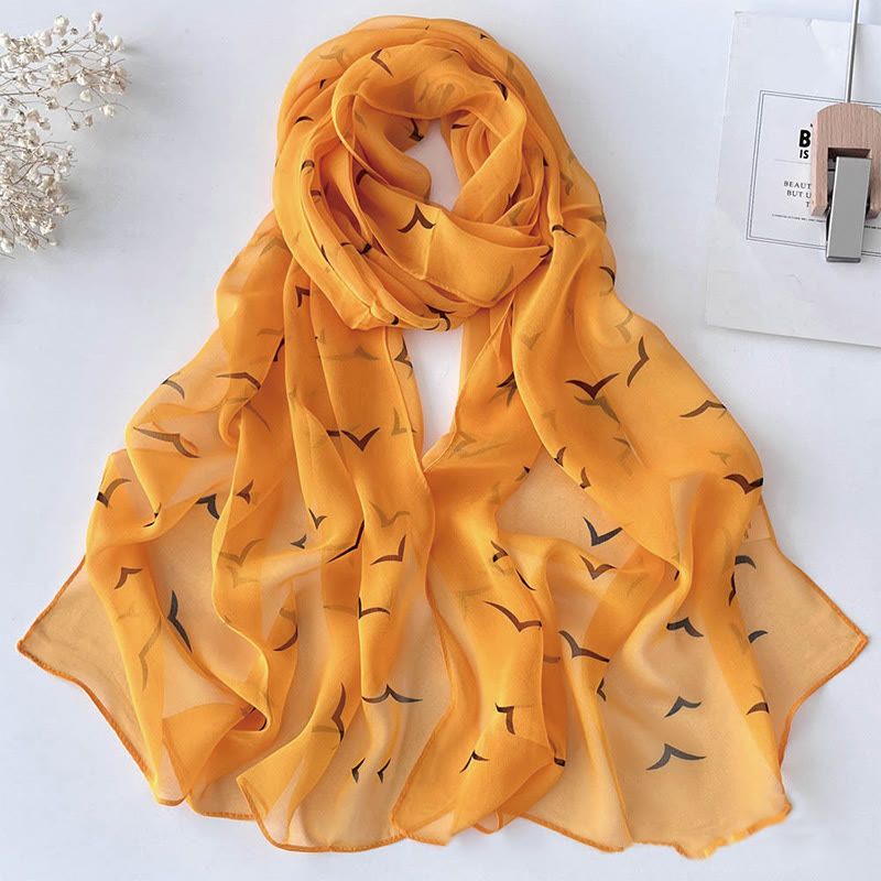 Women's Soft Summer Chiffon Flower Pattern Beach Sunscreen Scarf