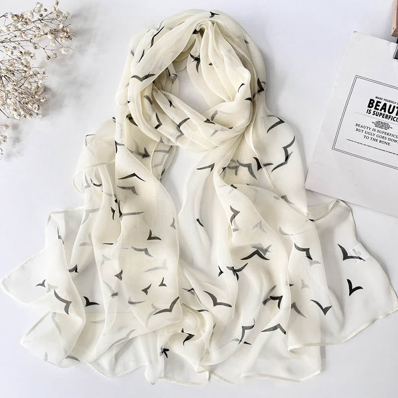 Women's Soft Summer Chiffon Flower Pattern Beach Sunscreen Scarf - #9 LightYellow - image 11