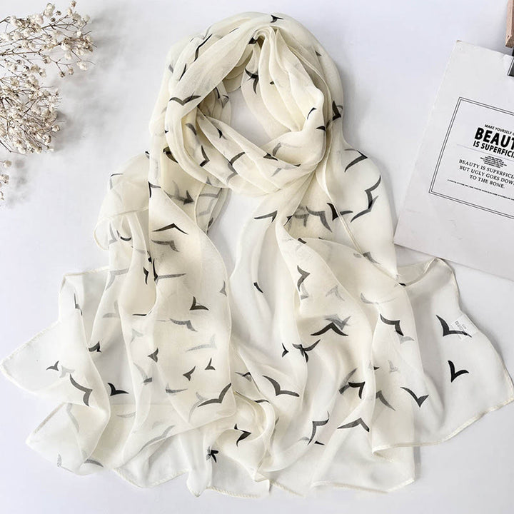 Women's Soft Summer Chiffon Flower Pattern Beach Sunscreen Scarf - #9 LightYellow - image 11
