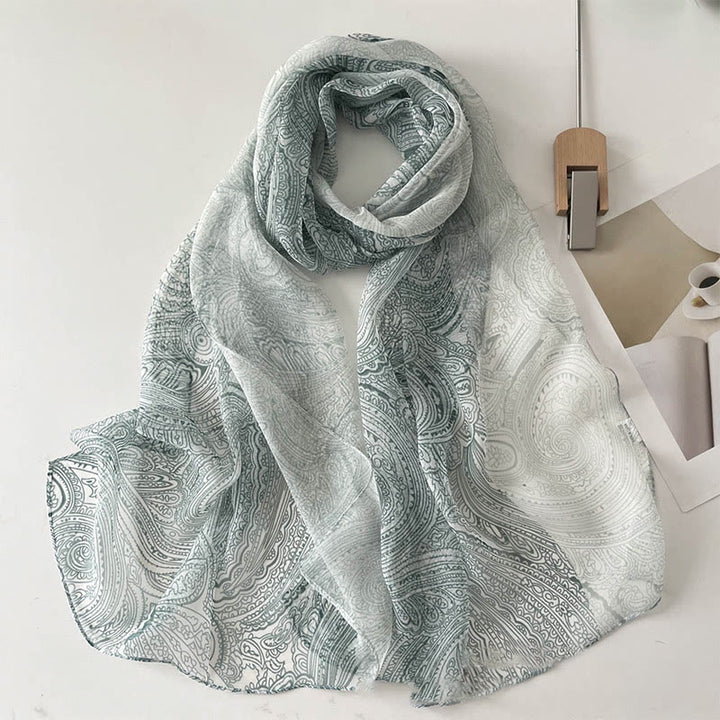 Women's Soft Summer Chiffon Flower Pattern Beach Sunscreen Scarf - #42 Gainsboro - image 42