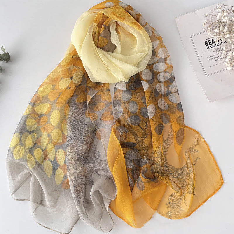 Women's Soft Summer Chiffon Flower Pattern Beach Sunscreen Scarf