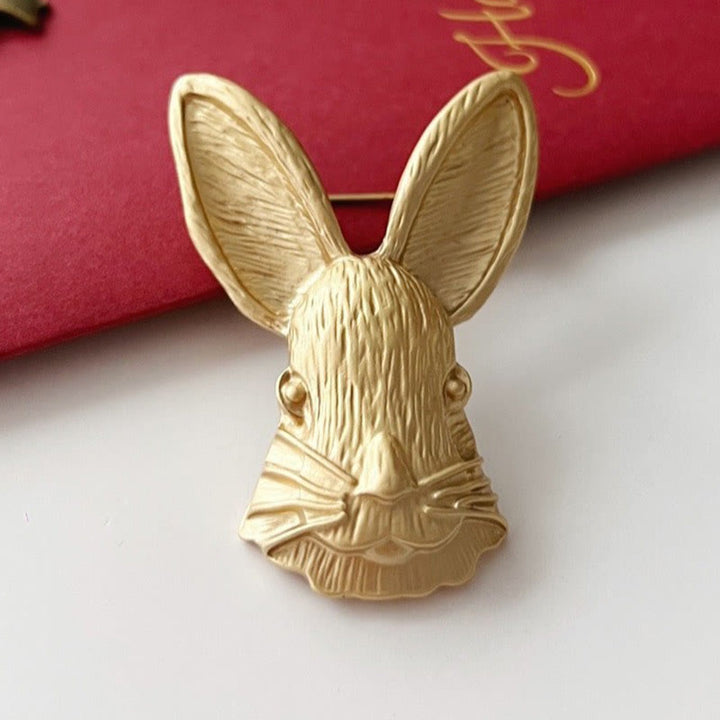 Vintage Rabbit Head Brooch Metal Shirt Accessories