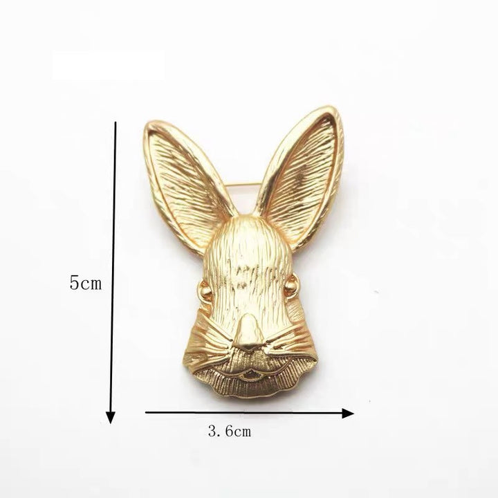 Vintage Rabbit Head Brooch Metal Shirt Accessories
