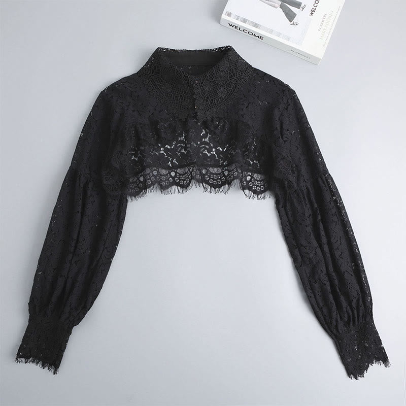 Floral Lace Capelet For Sunscreen Detachable Half Shirt Blouse