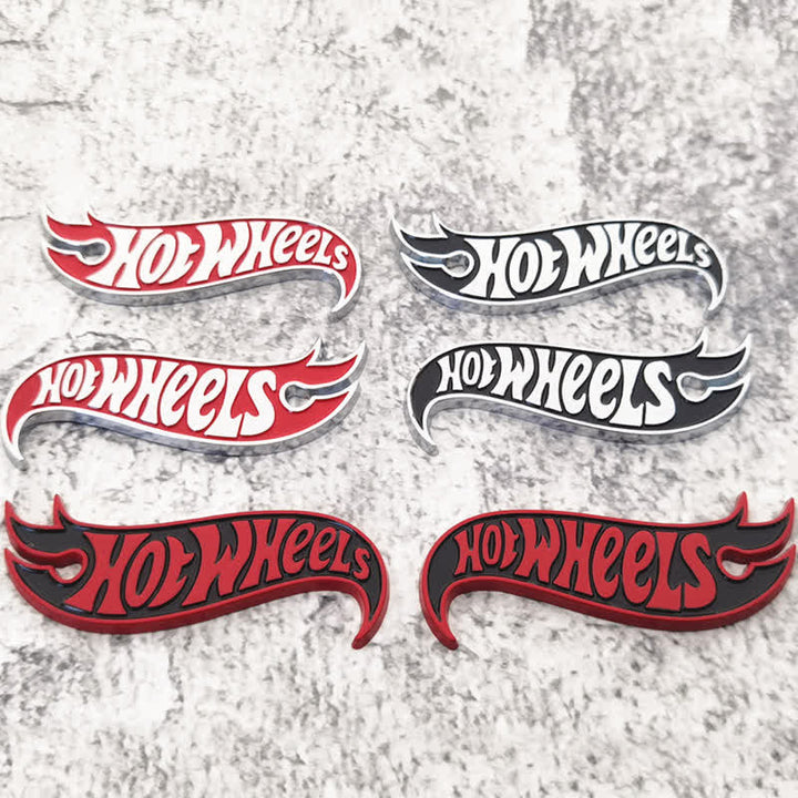 2Pcs HOT WHEELS Fire Shape Metal Sticker Car Badge