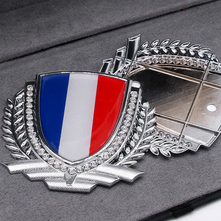 National Flag Metal Sticker Car Badge With Rhinestones