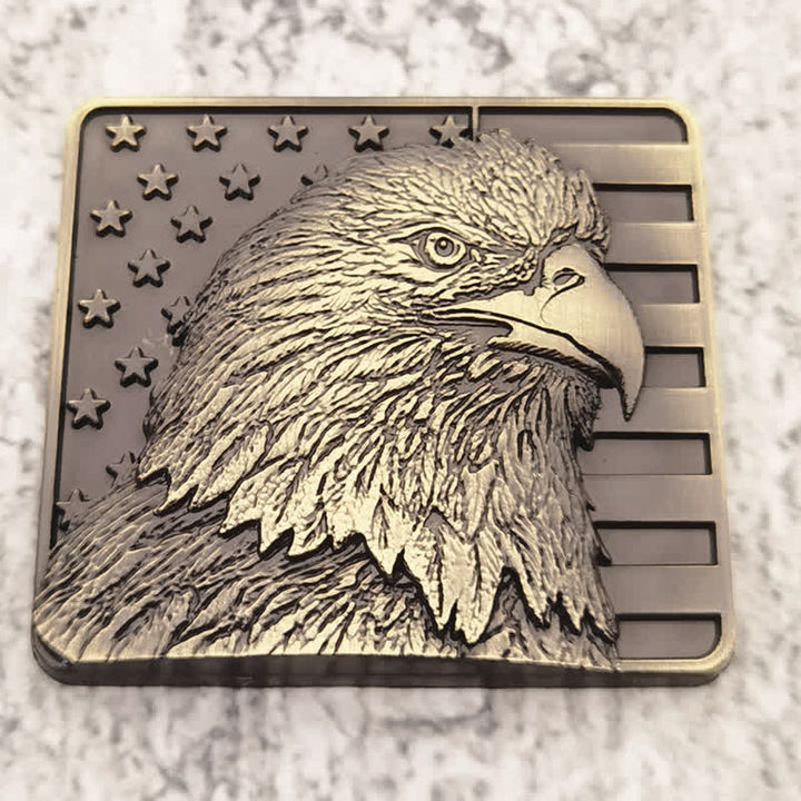 American Flag & Bald Eagle Metal Sticker Car Badge