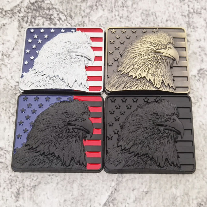 American Flag & Bald Eagle Metal Sticker Car Badge