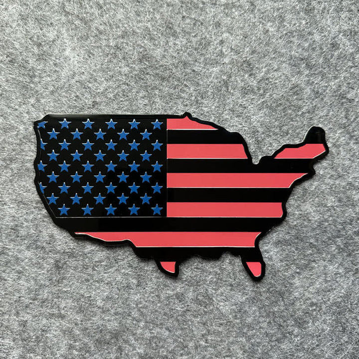 American Flag Map Metal Sticker Car Badge