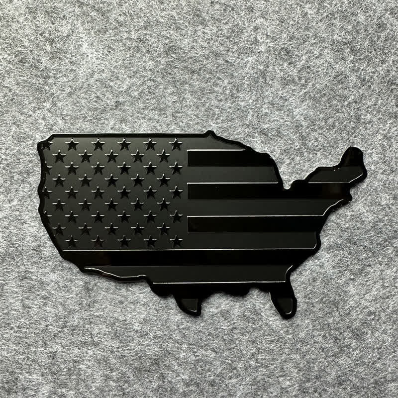 American Flag Map Metal Sticker Car Badge